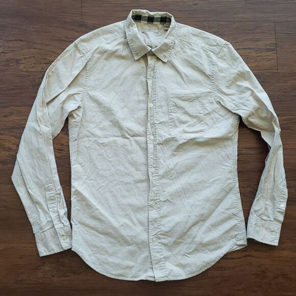 Burberry Mens Tan Classic Signature Cotton Button Down Long Sleeve Size Small - Picture 1 of 6